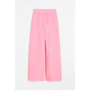 H&M Wide Leg Linen Blend Pant High Waist Light Pink Women's Size 12 NWT